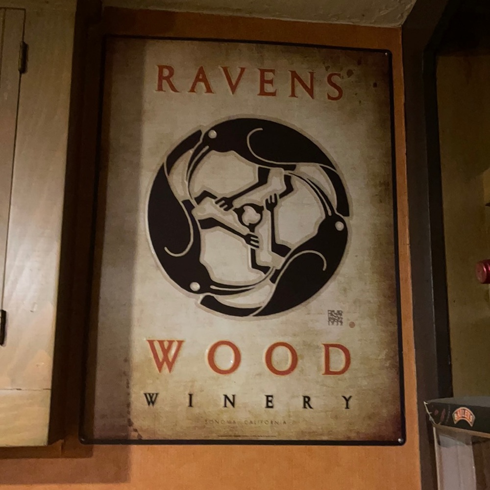 COPY - Ravens Wood winery metal sign. 23.5” x 17.5”